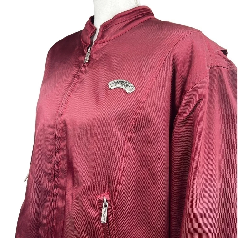 Harley Davidson Women's Burgundy Motorcycle Biker Jacket - Picture 6 of 16